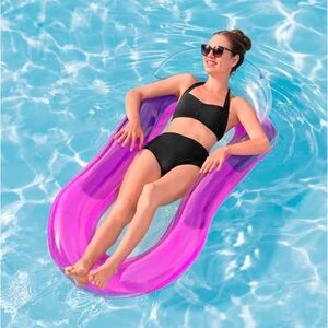 Bestway H2O Go! Hydroluxe Lounge Beach Bed Pool Float Violet W/Headrest 63"×33"